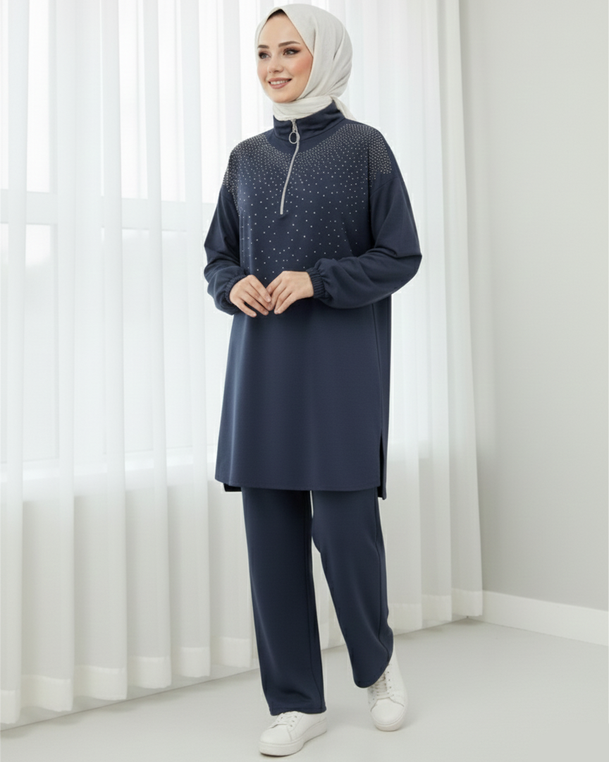 2-Piece Rhinestone Pants Set