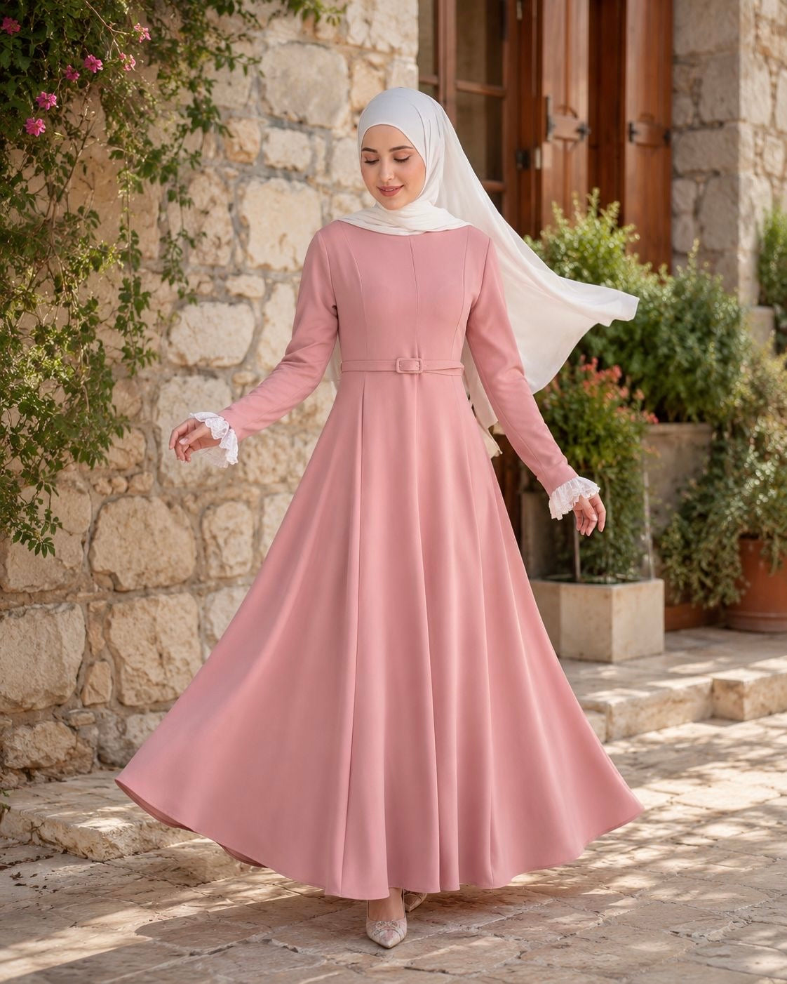 GRACE Lace Cuffs Dress