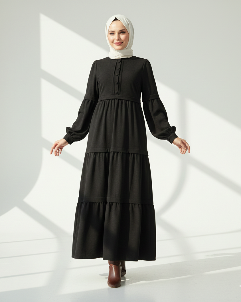 Tiered Faux Chamois Dress