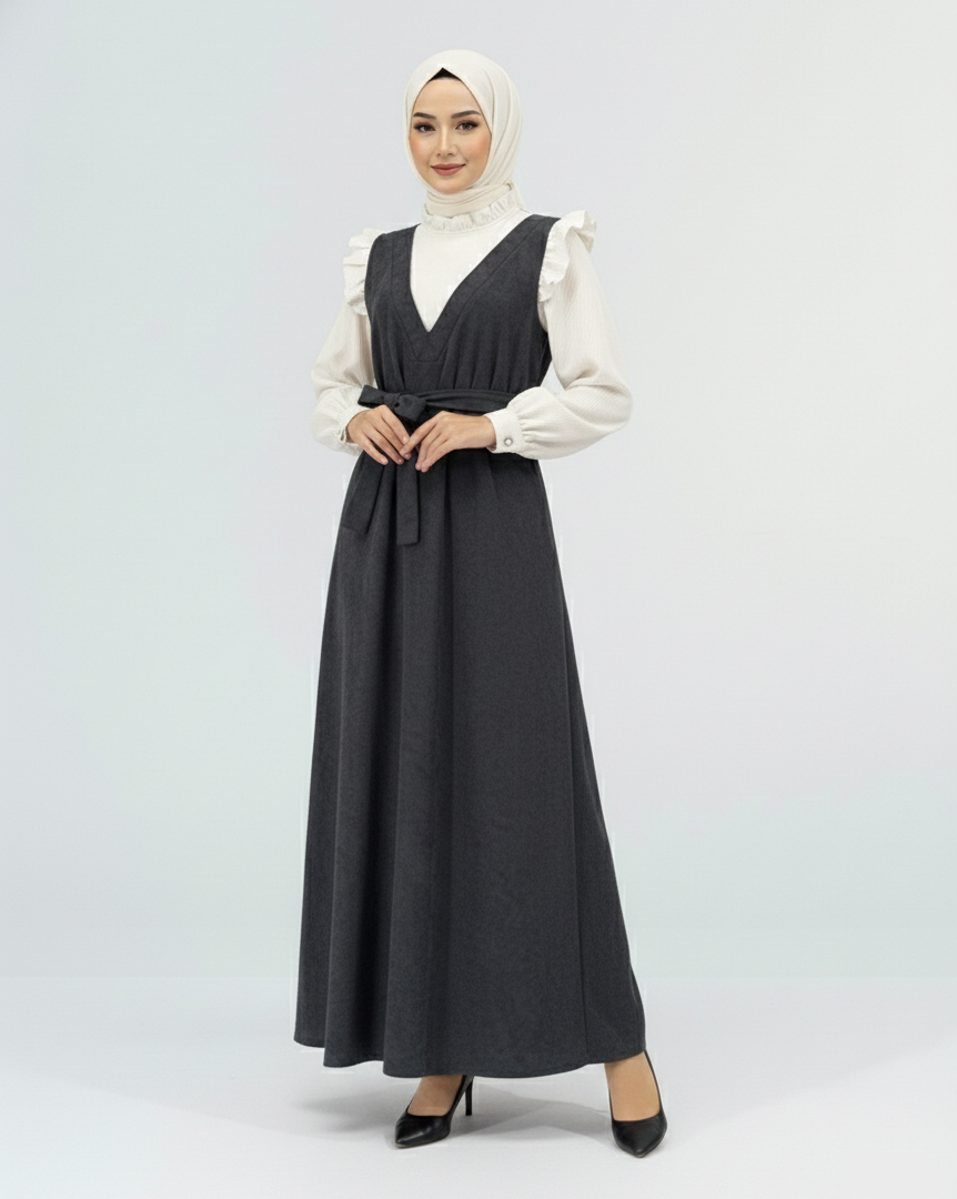 Two-Tone Faux Chamois Dress