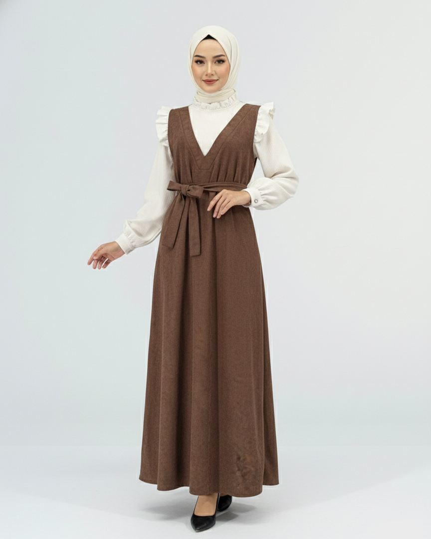 Two-Tone Faux Chamois Dress