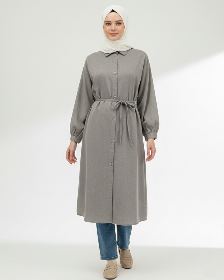 Knee Length Soft Denim Shirt