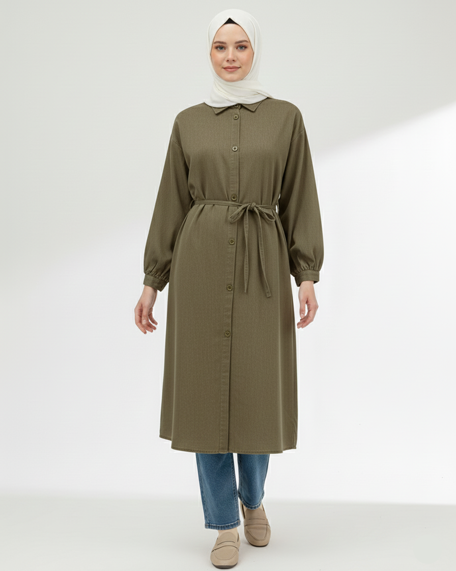 Knee Length Soft Denim Shirt