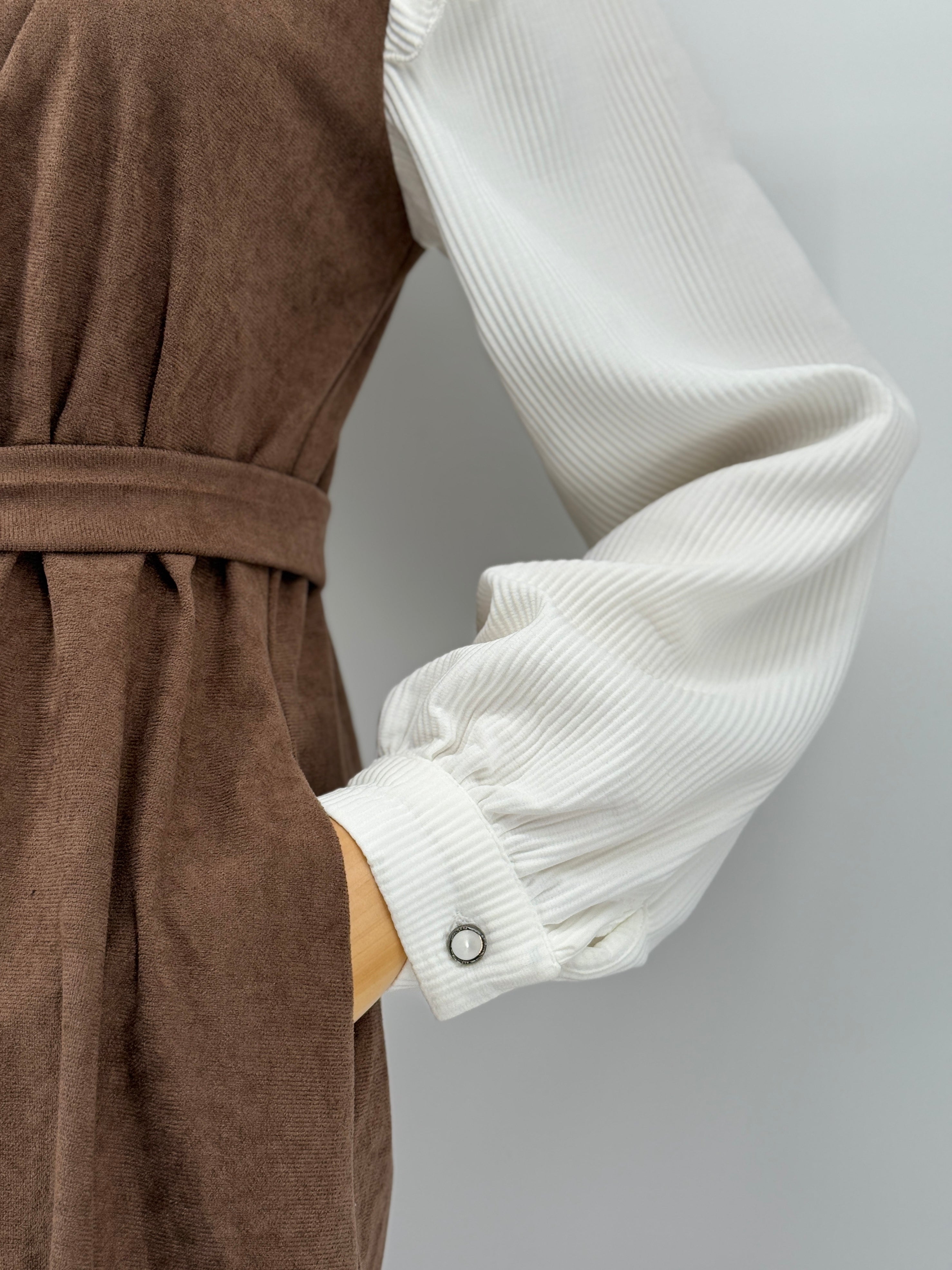 Two-Tone Faux Chamois Dress