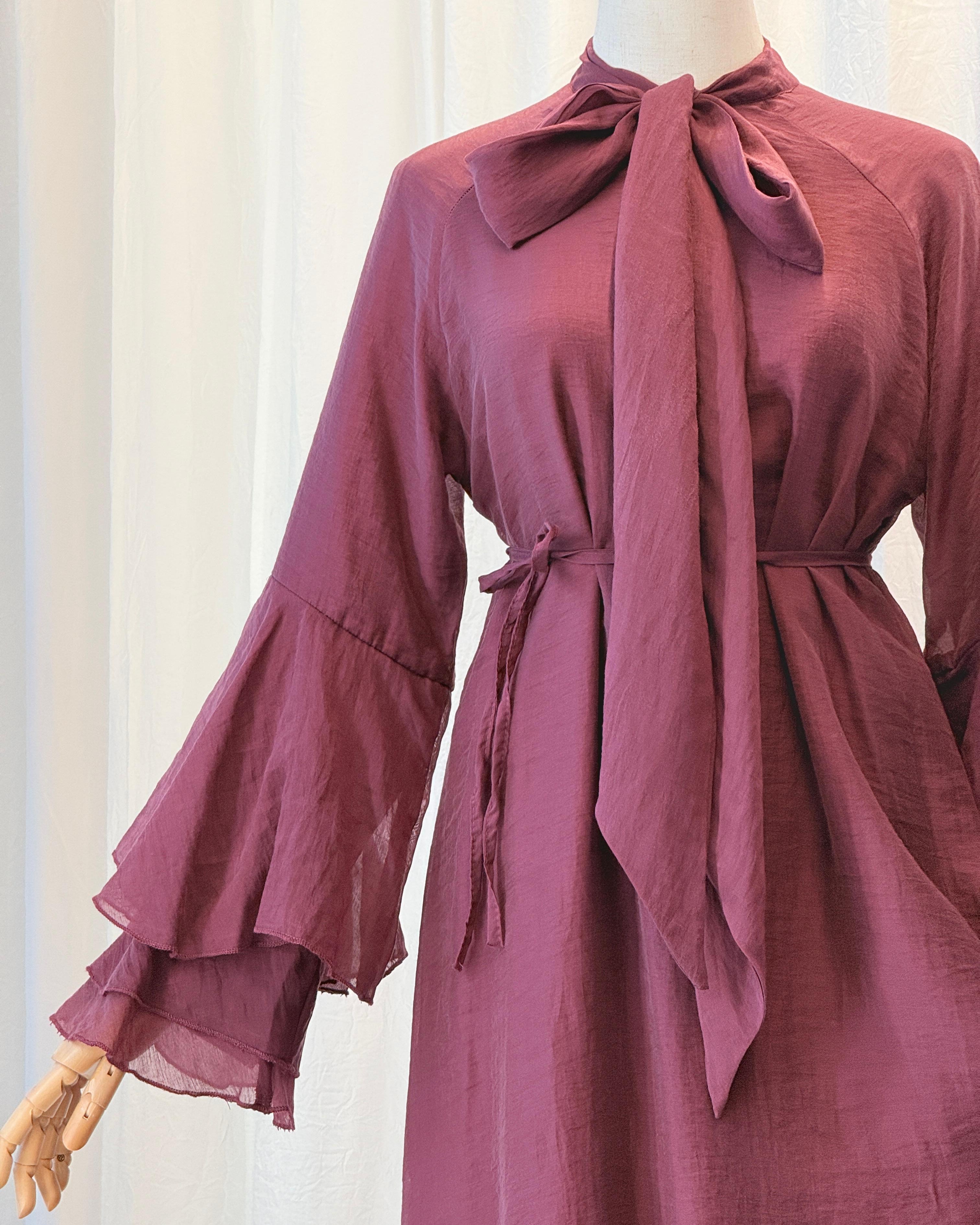 Ruffle-Sleeve Tencel Dress